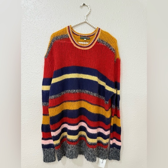 Alexa Chung Sweater Womens Striped Mohair Blend Oversized Long Sleeve Pullover S - Picture 3 of 10
